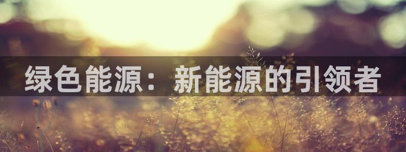 门徒娱乐联盟怎么样了:绿色能源:新能源的引领者